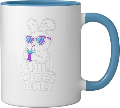 Taza Cerámica con Popote Color Púrpura Azul Blanco
