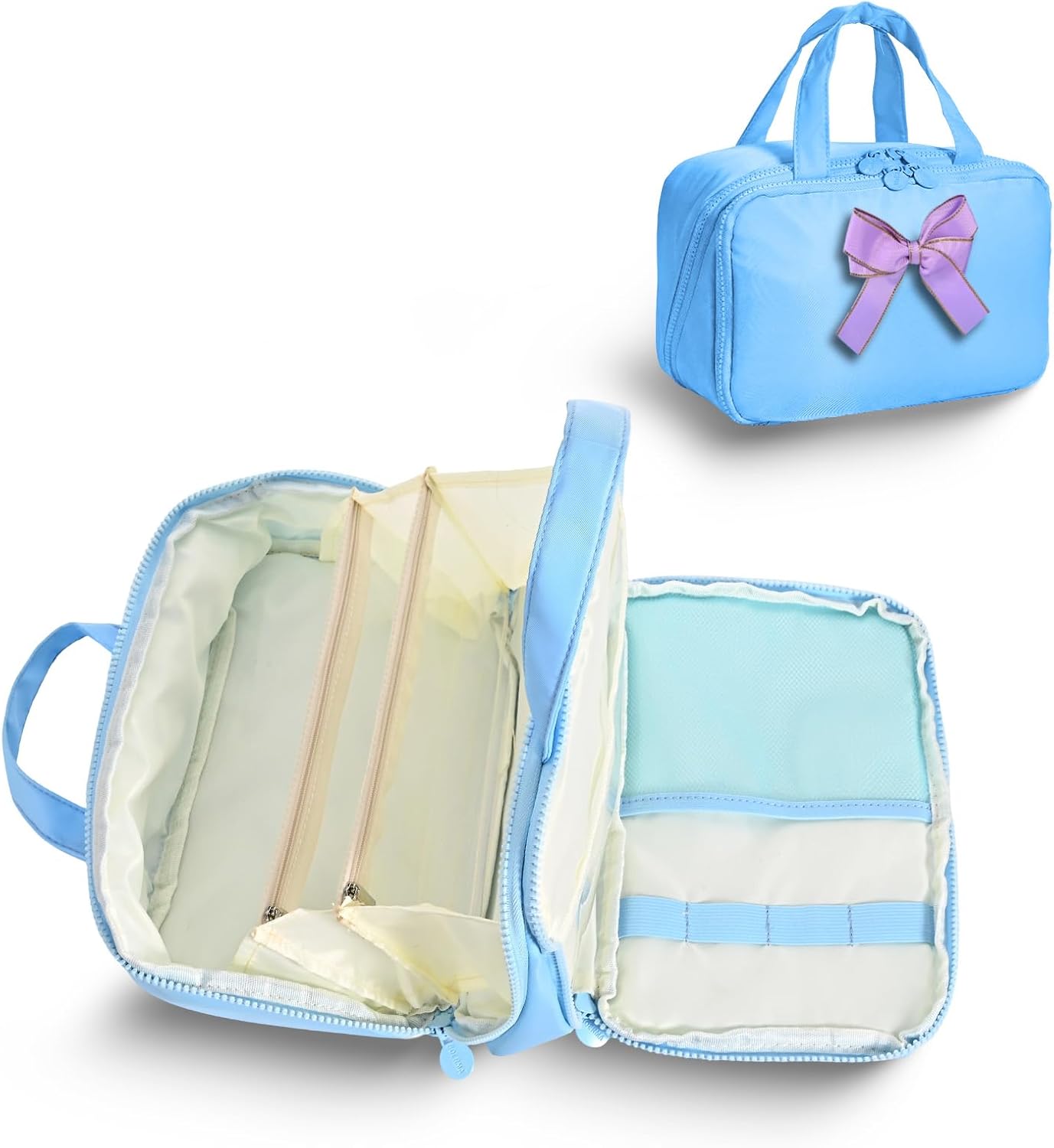 Bolsa maquillaje viaje gran capacidad con divisor y asa