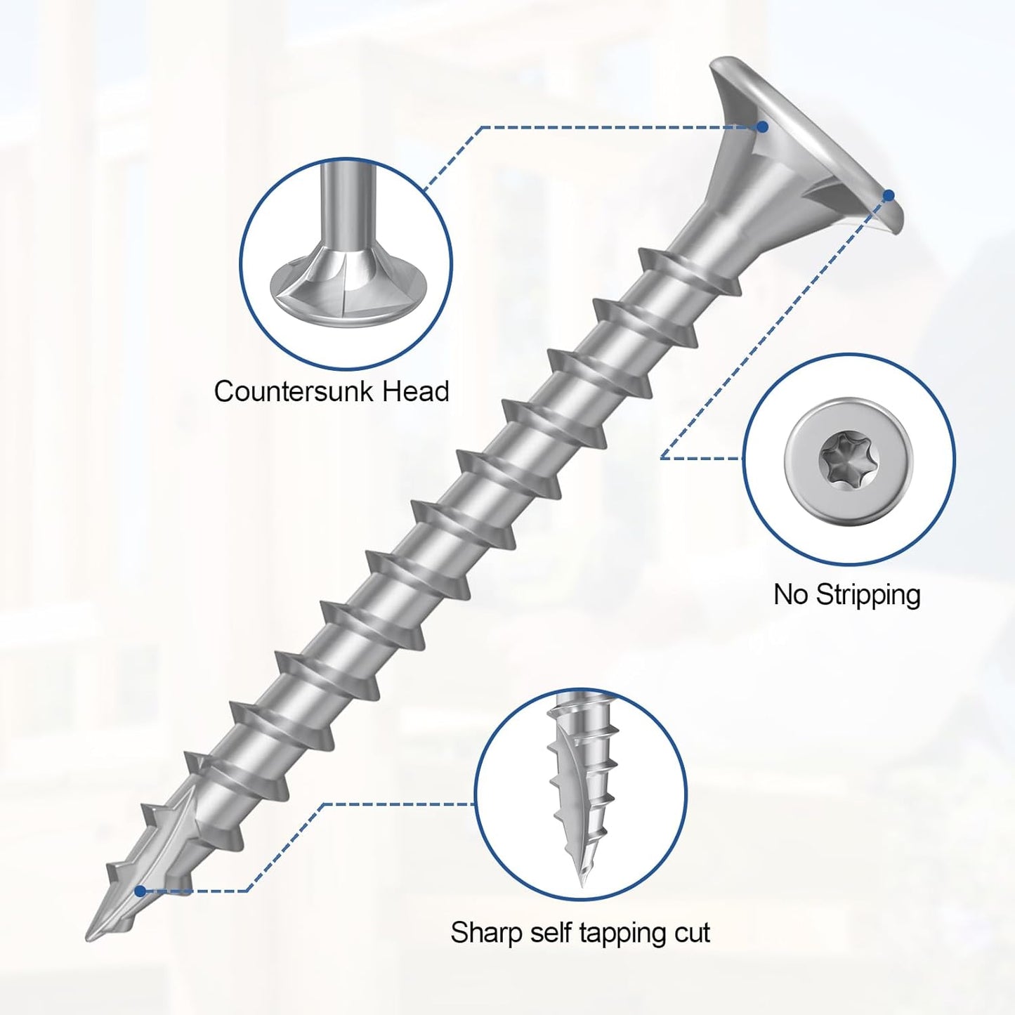 Tornillos cubierta acero inox #8x1 T20 Star Bit