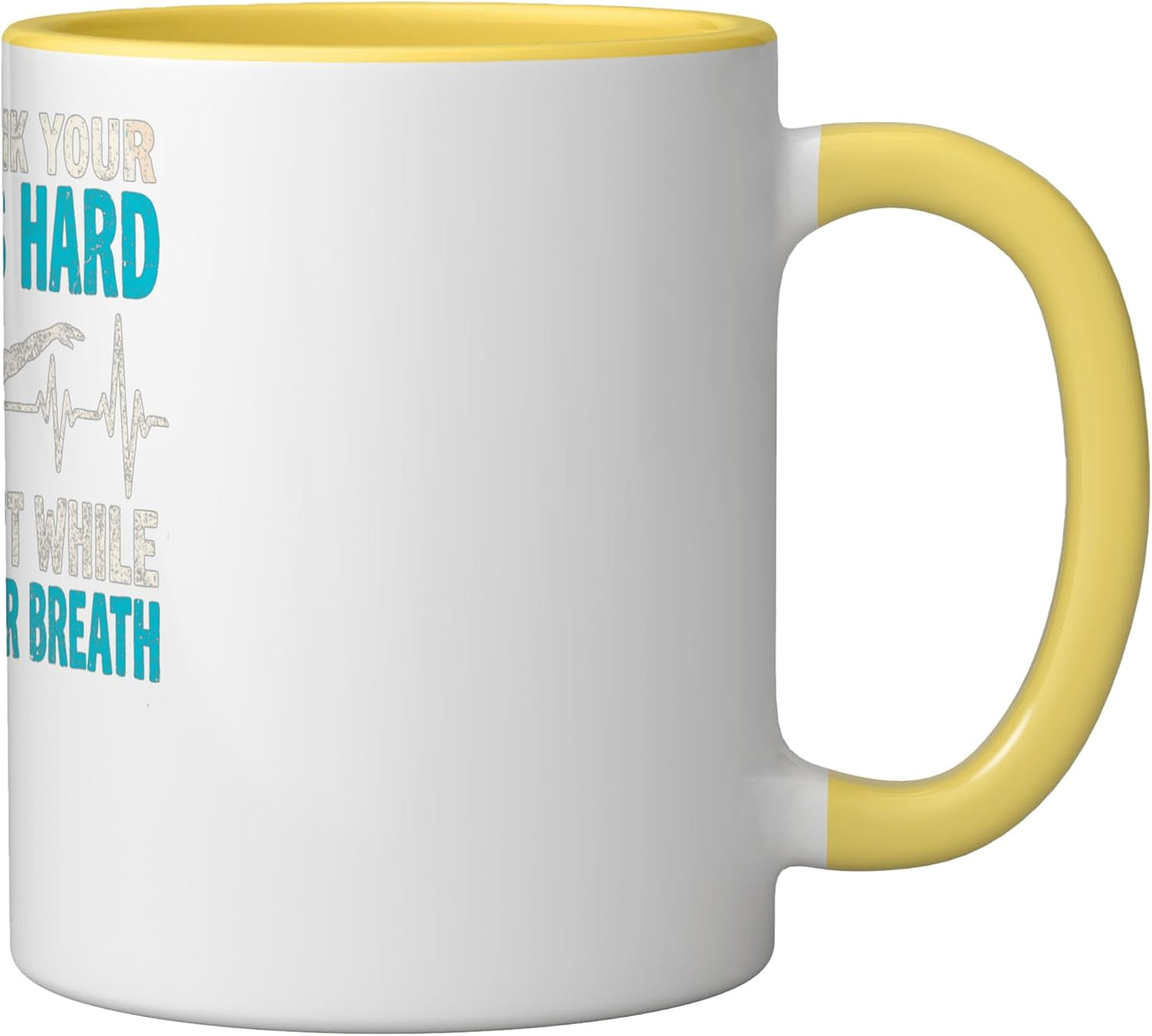 Taza Cerámica para Respirar con Esfuerzo Deportivo Amarillo/Blanco