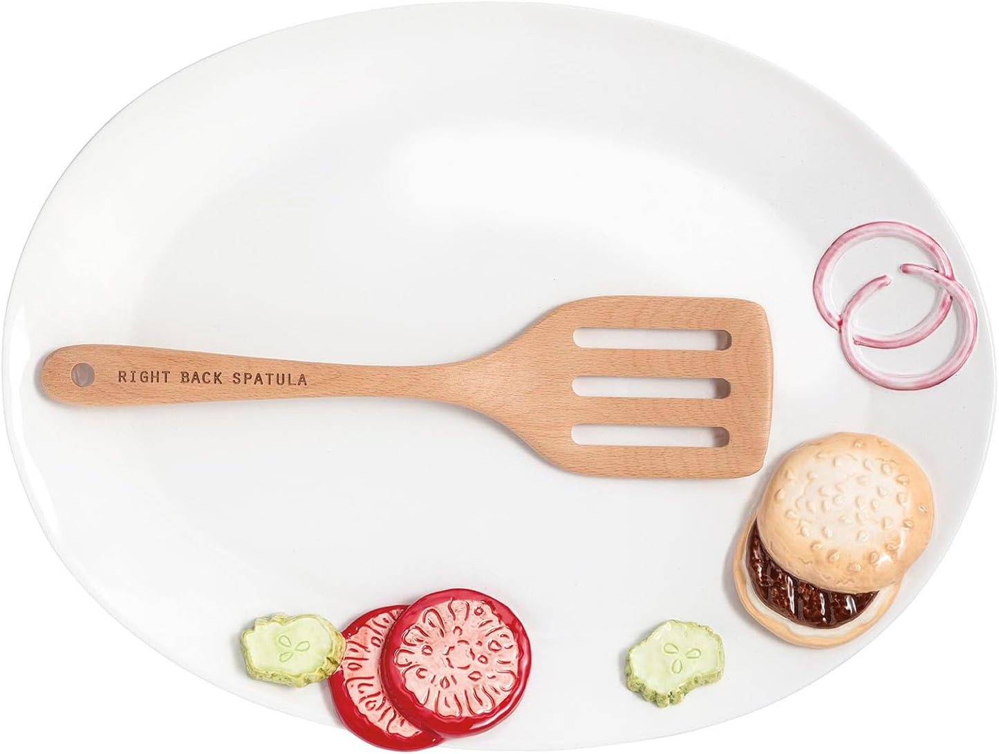 Plato para hamburguesas de cerámica blanco Mud Pie