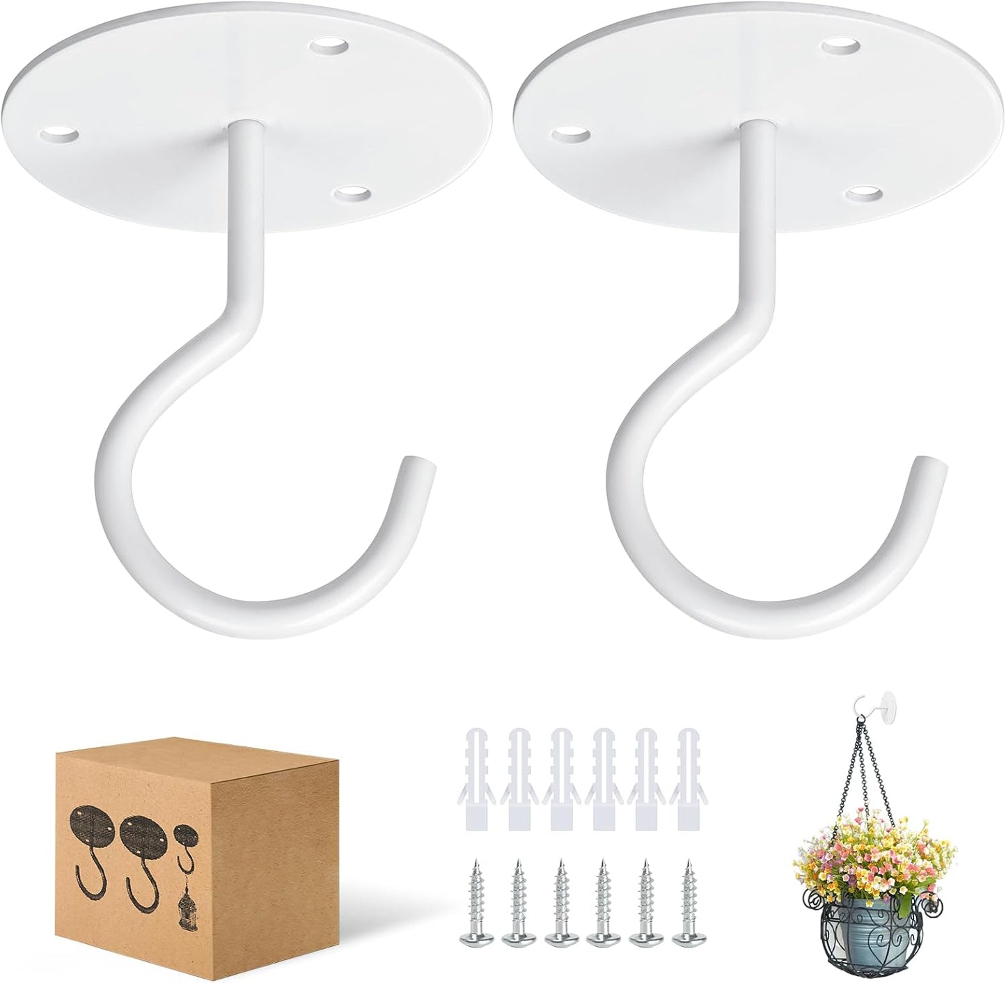 Ganchos techo metal para plantas 2uds color blanco