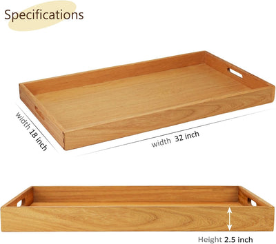 Bandeja otomana rectangular teca grande con asas para té y café