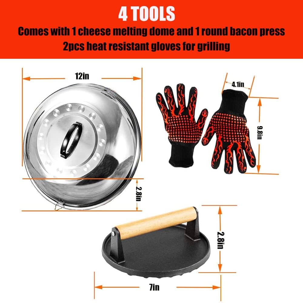 Kit 4 accesorios plancha 12pulg acero inox prensa tocino