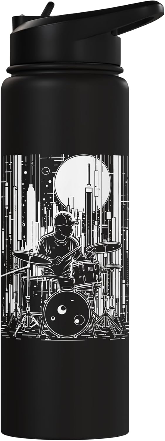 Botella de agua aislada de acero inoxidable Drummer Graphic Drums