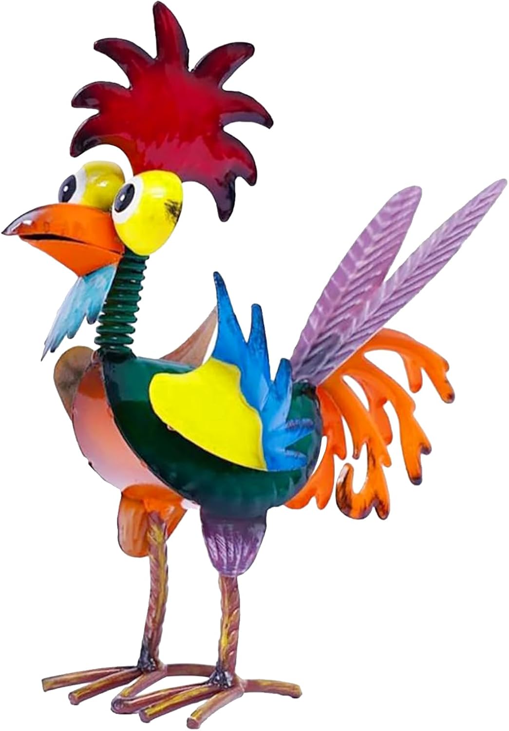Estatua gallo metal 7.9pulg decoración jardín verde