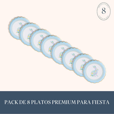Platos de conejito de Pascua de papel floral pastel para fiesta, paquete de 8
