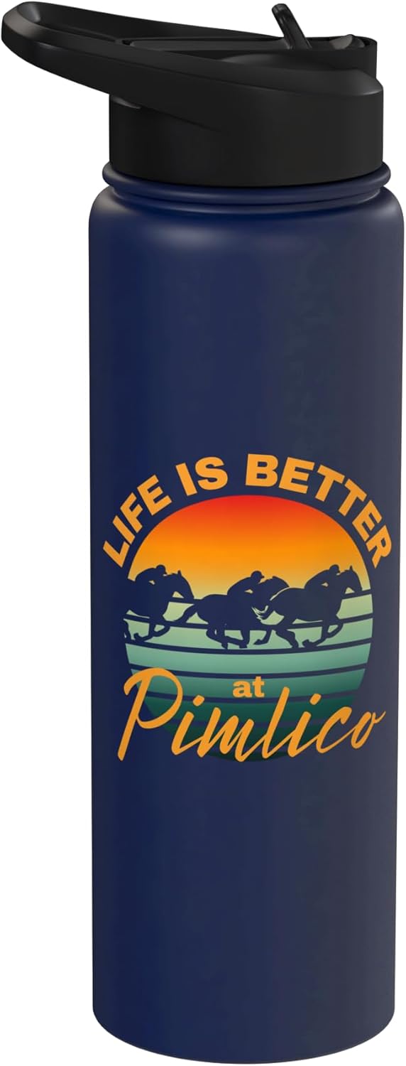 Botella de agua acero inoxidable aislada para carreras de caballos en Maryland