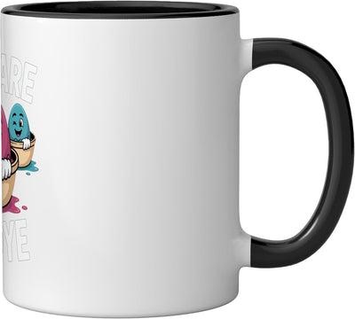 Taza cerámica para pintar huevos de Pascua con humor arcoíris negra/blanca