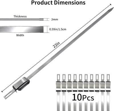 10 Brochetas Acero Inox 20pulg Deslizador Extraíble
