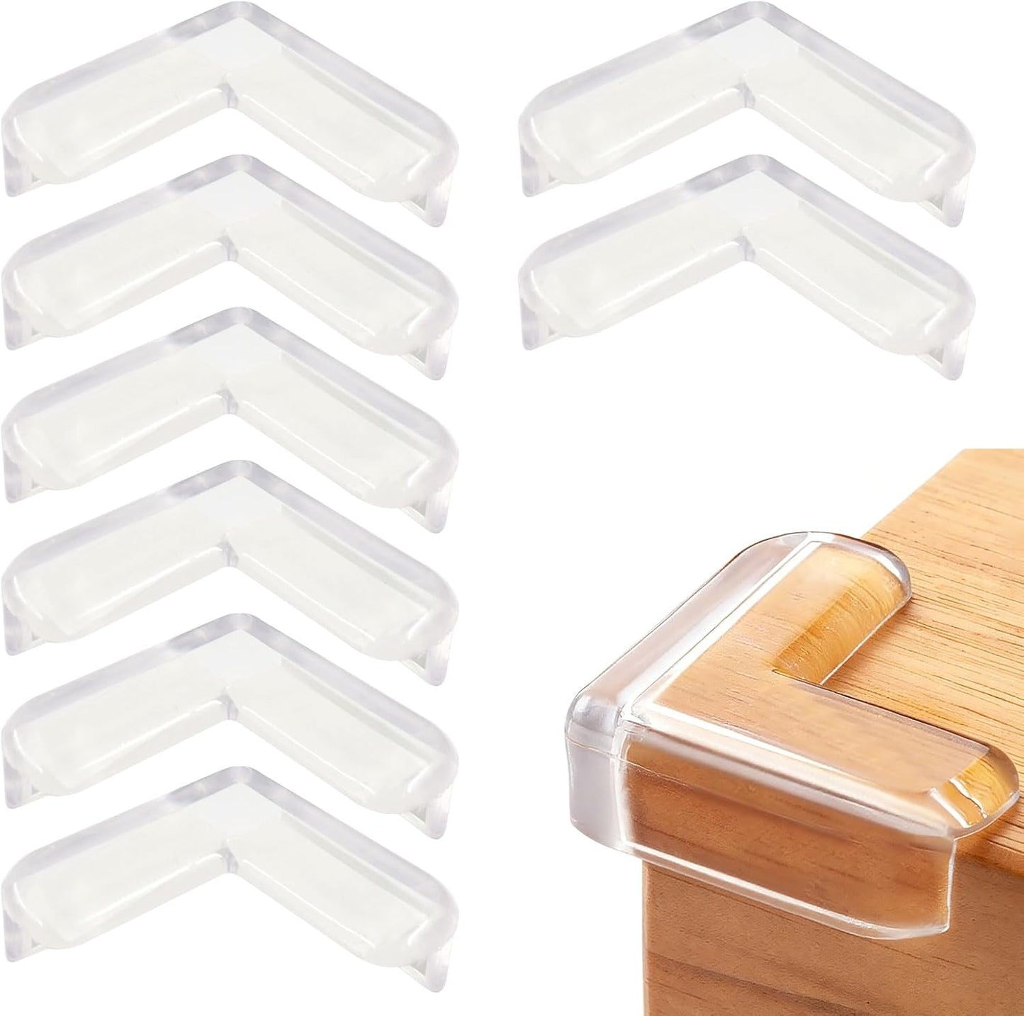 Pack 8 Protectores Esquina Goma Flexible Transparente