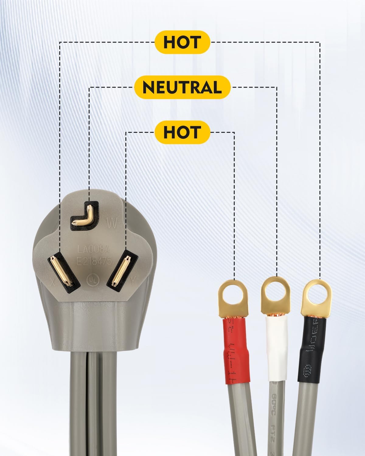 Cable secadora 3 clavijas NEMA 10-30P 30A
