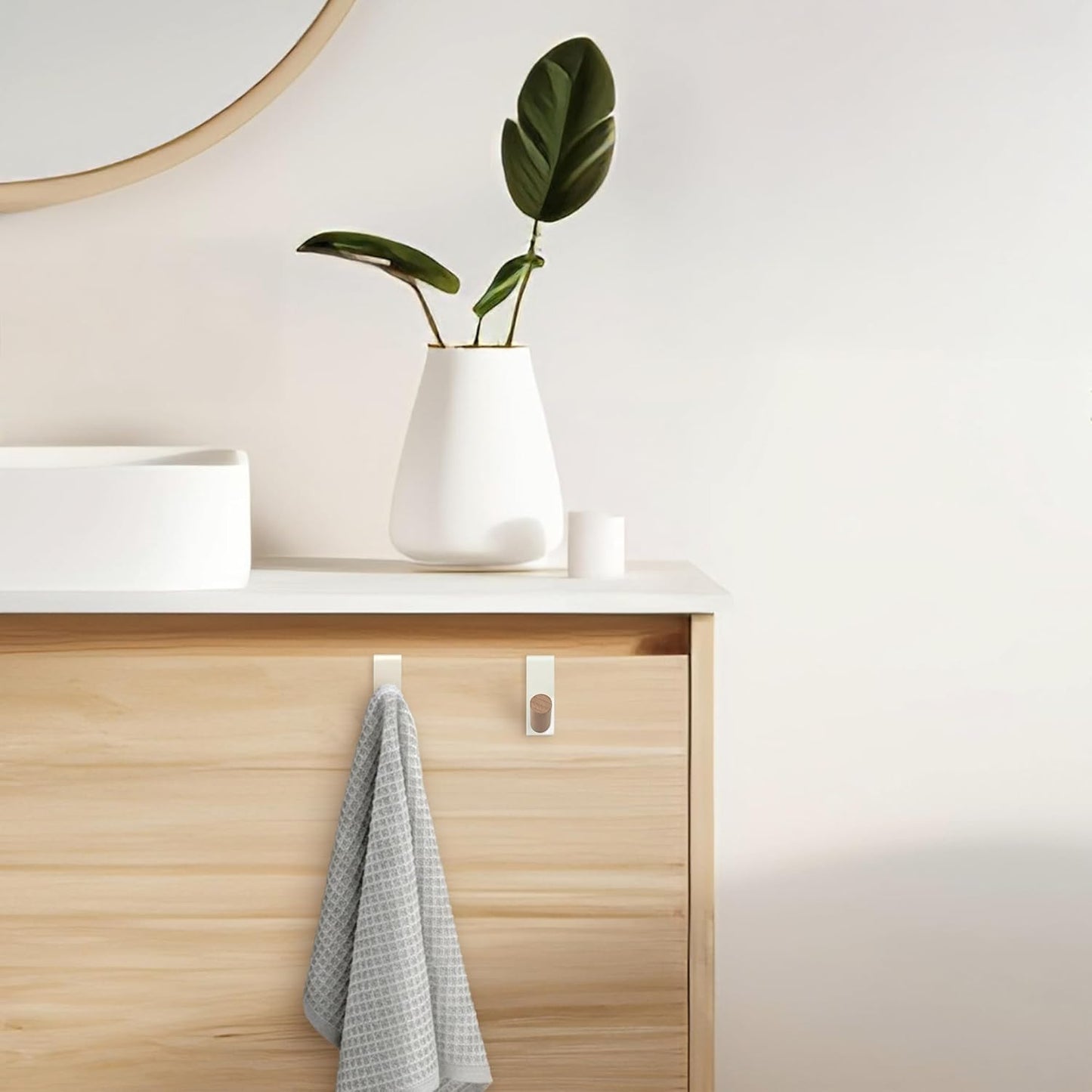 Ganchos puerta cajones cocina baño acero blanco mate 2 Uds