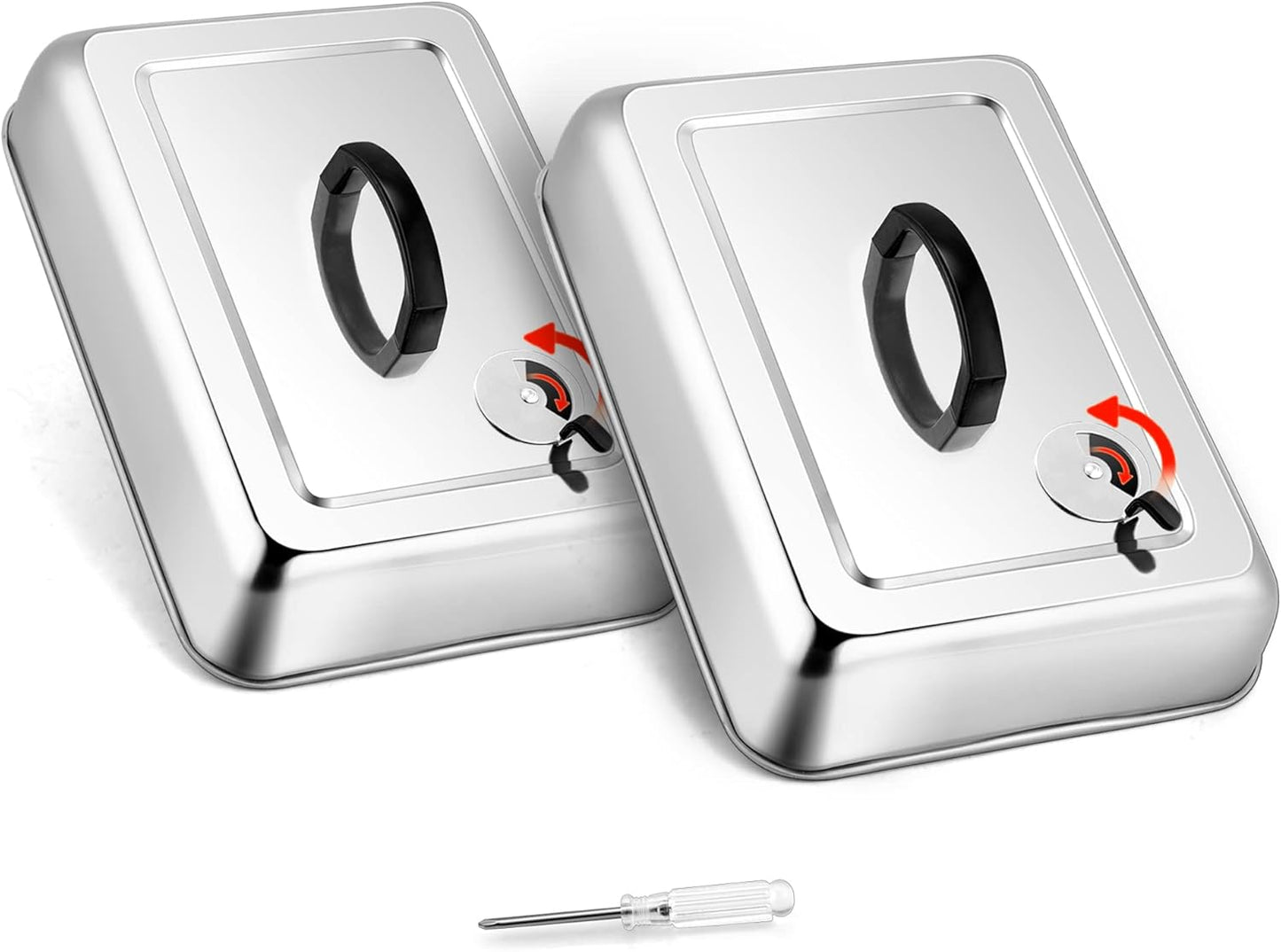 Set 2 cubiertas acero inox 13x9pulg con ventilación ajustable