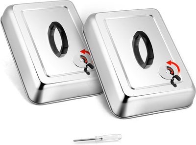 Set 2 cubiertas acero inox 13x9pulg con ventilación ajustable
