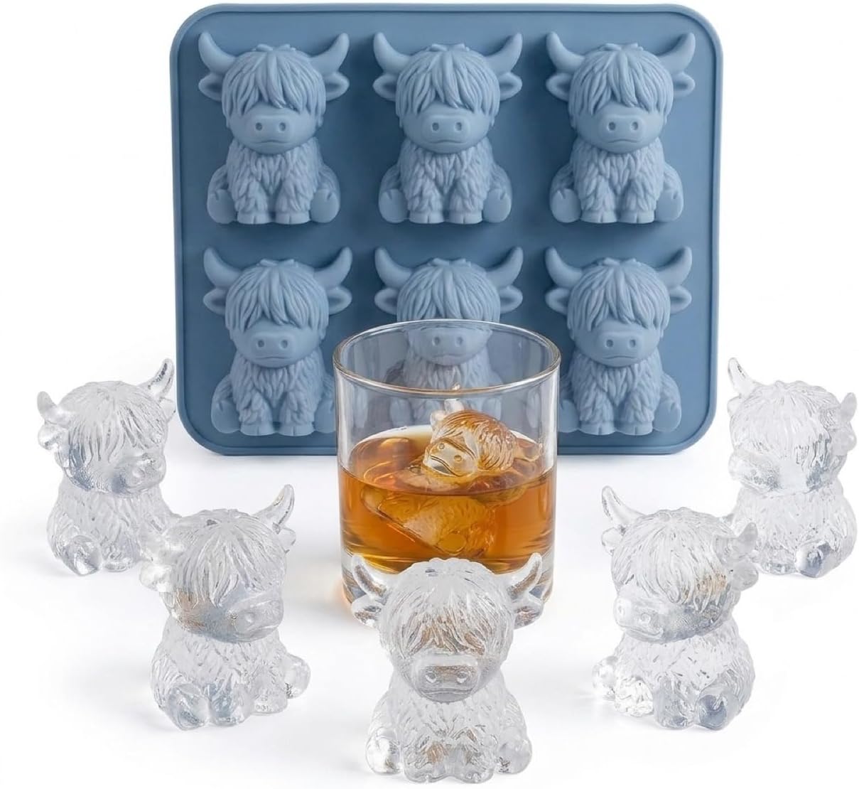 Bandeja molde cubitos hielo vaca 3D con accesorios para chocolate