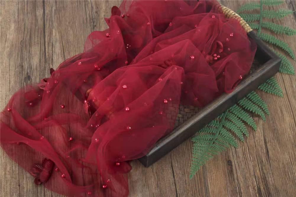 Manta envolvente bebé malla perlas florales vino tinto