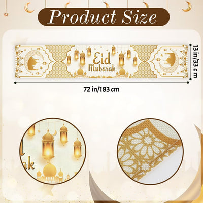 Decoración Ramadán hogar camino mesa dorado 13x72pulg