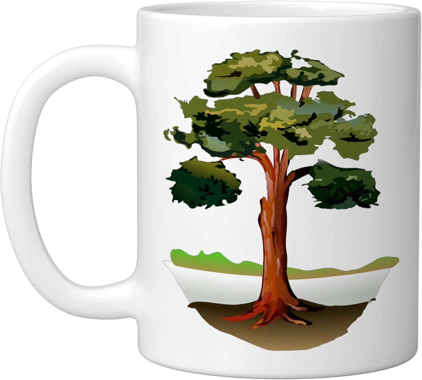 Taza de cerámica estilo árbol de roble blanca