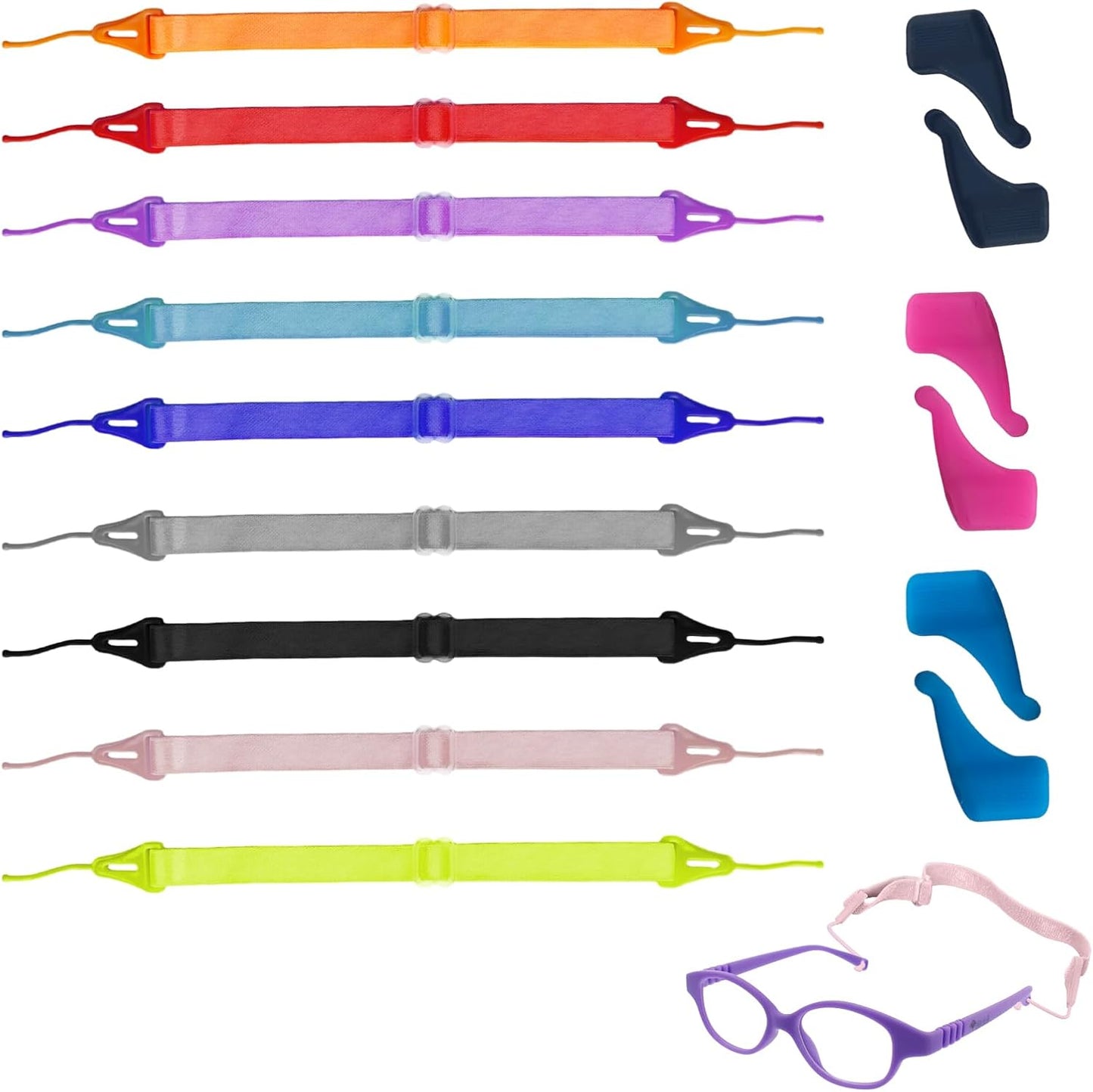 Correas lentes comp Dilli Dalli 9 pzas nailon elástico antidesliz