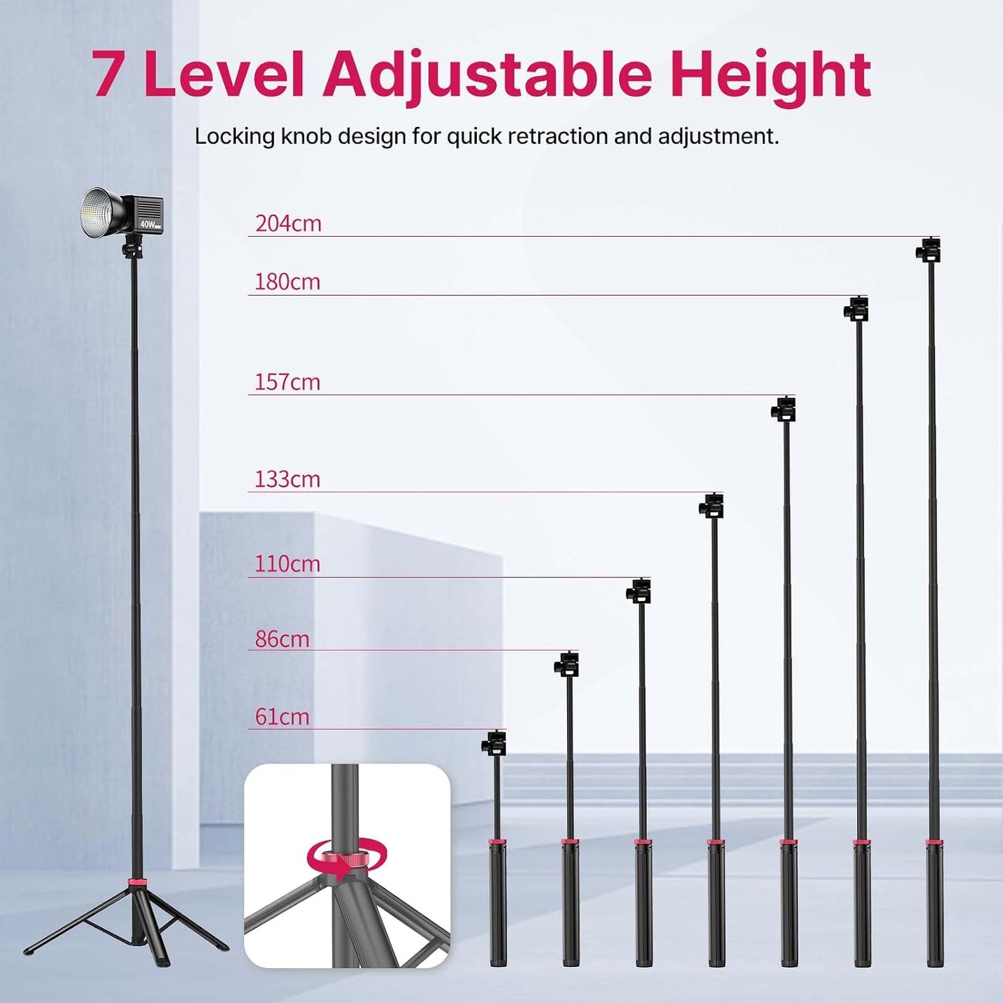 Soporte luz fotografía extensible trípode 81pulg ajustable 1/4