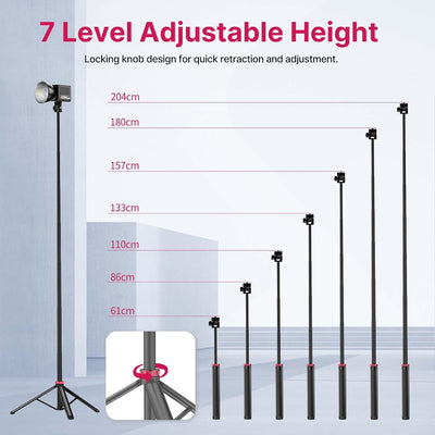 Soporte luz fotografía extensible trípode 81pulg ajustable 1/4