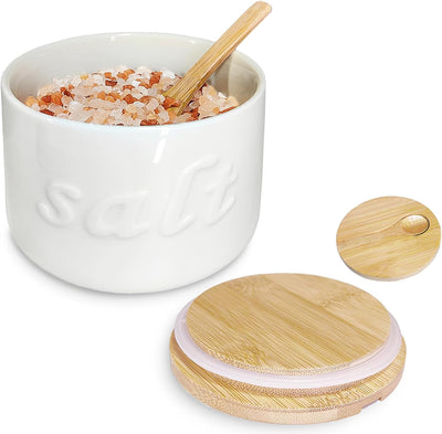 Bodega Sal Tapa Cuchara Recipiente Hermético Cerámica Blanco