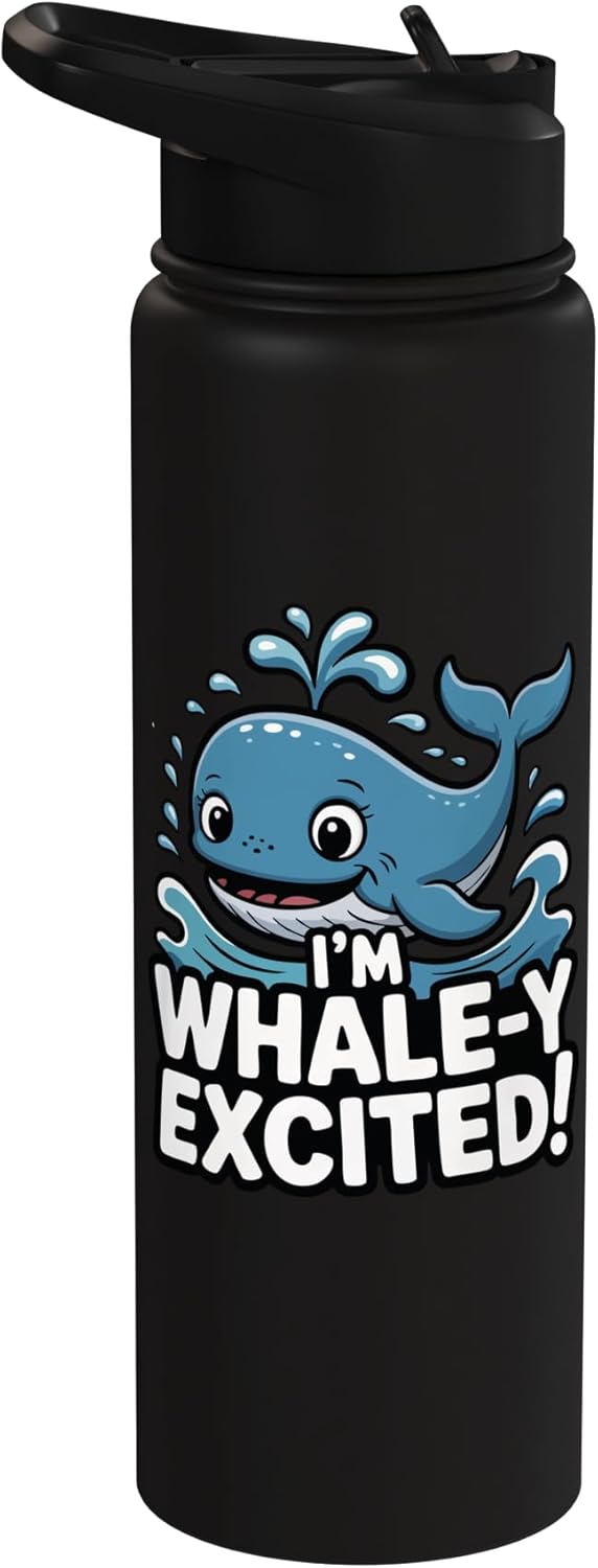 Bottella de agua acero inoxidable kawaii con forma de ballena