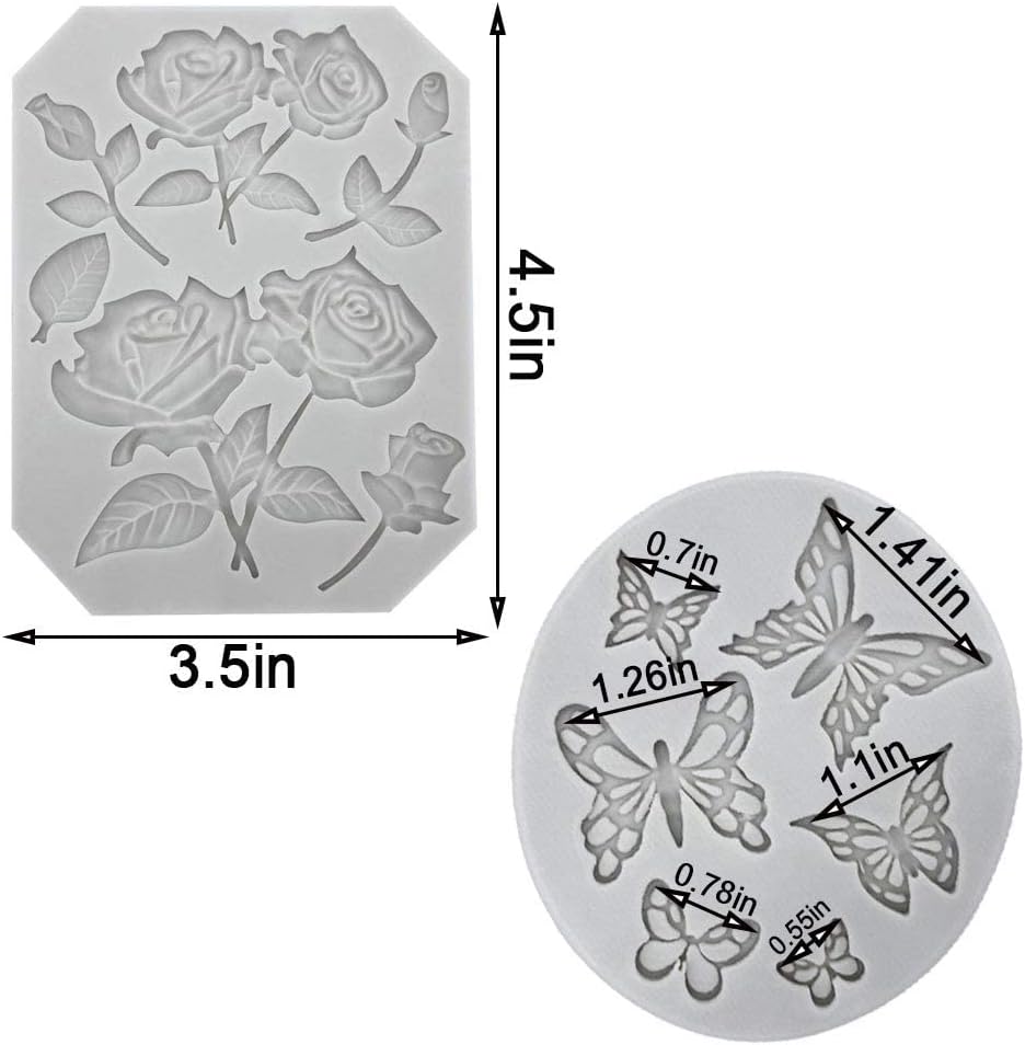 3 Moldes Silicona Fondant Mariposa Rosas Pajaros