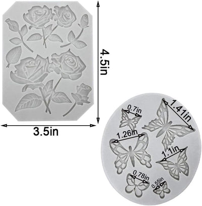 3 Moldes Silicona Fondant Mariposa Rosas Pajaros
