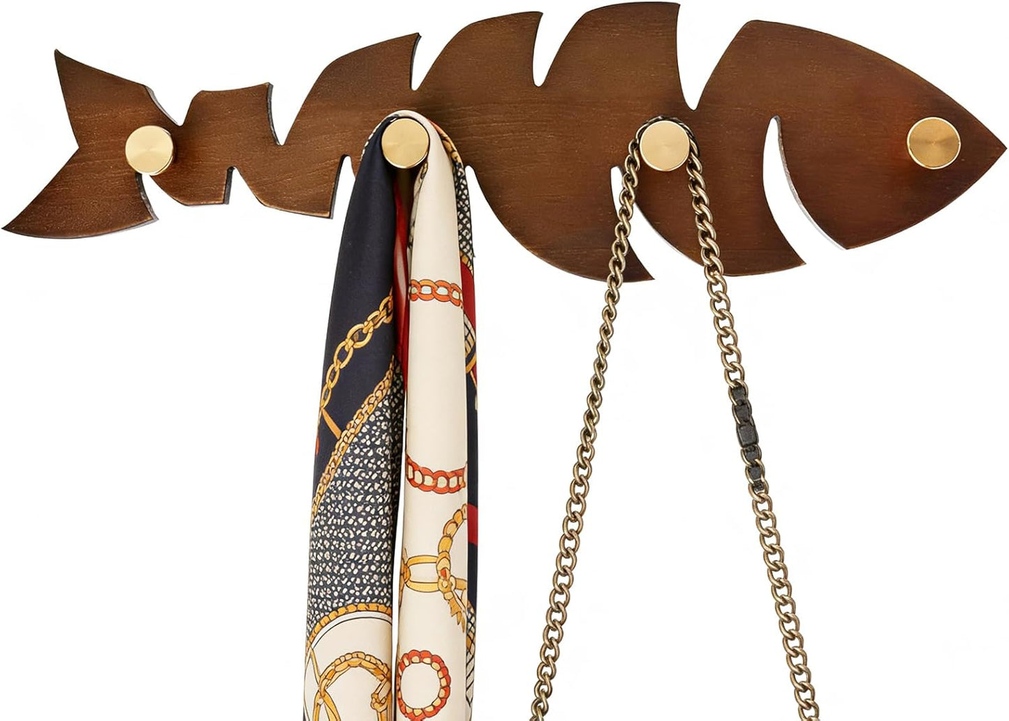 Perchero pared madera 4 ganchos rústicos para ropa bolsa sombrero