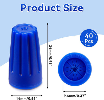40 Tuercas Sellado Cable Impermeables Azules 22AWG-14AWG