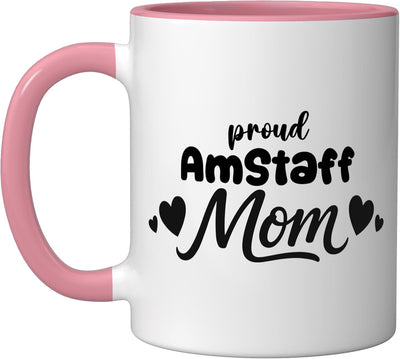 Taza cerámica para amante del perro American Staffordshire Terrier rosa/blanca