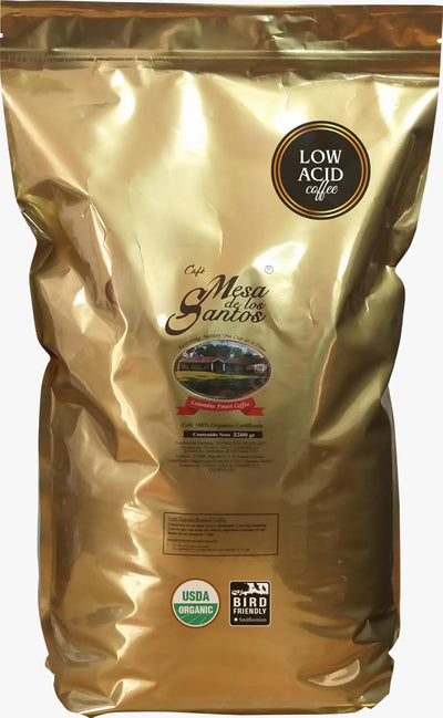 Café molido colombiano orgánico bajo en ácido 88oz