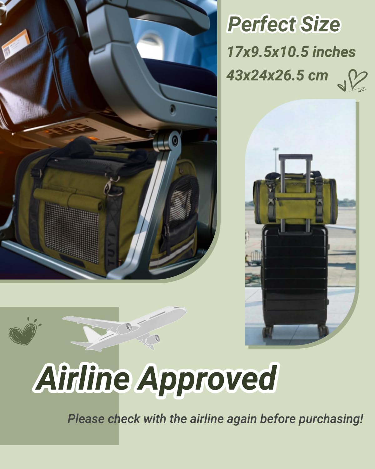Transportador gatos suaves solapas privacidad aprobado aerolíneas
