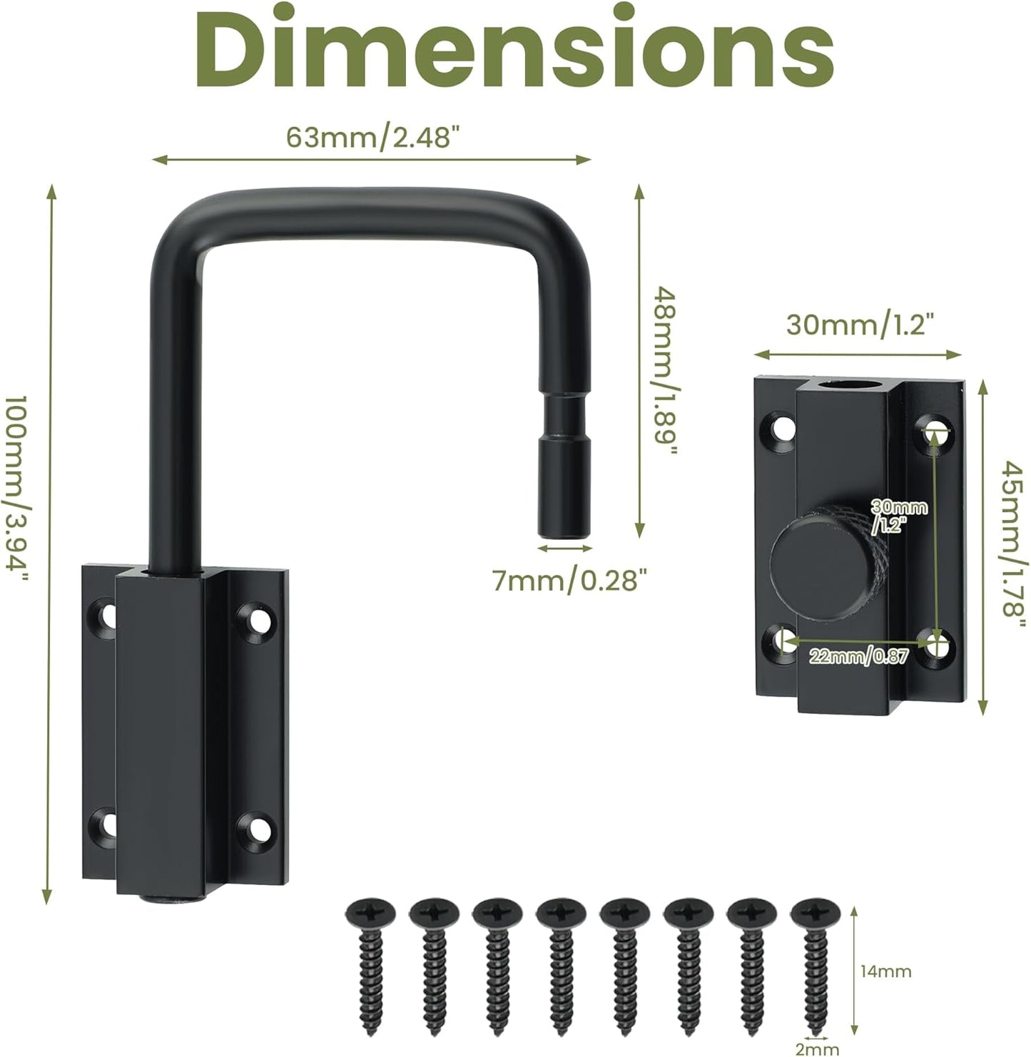 Cerradura puerta perno U 4pulg antirrobo negra