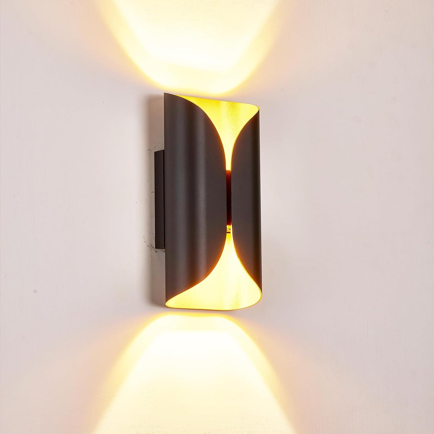 Apliques LED aluminio negro y dorado IP65 12W