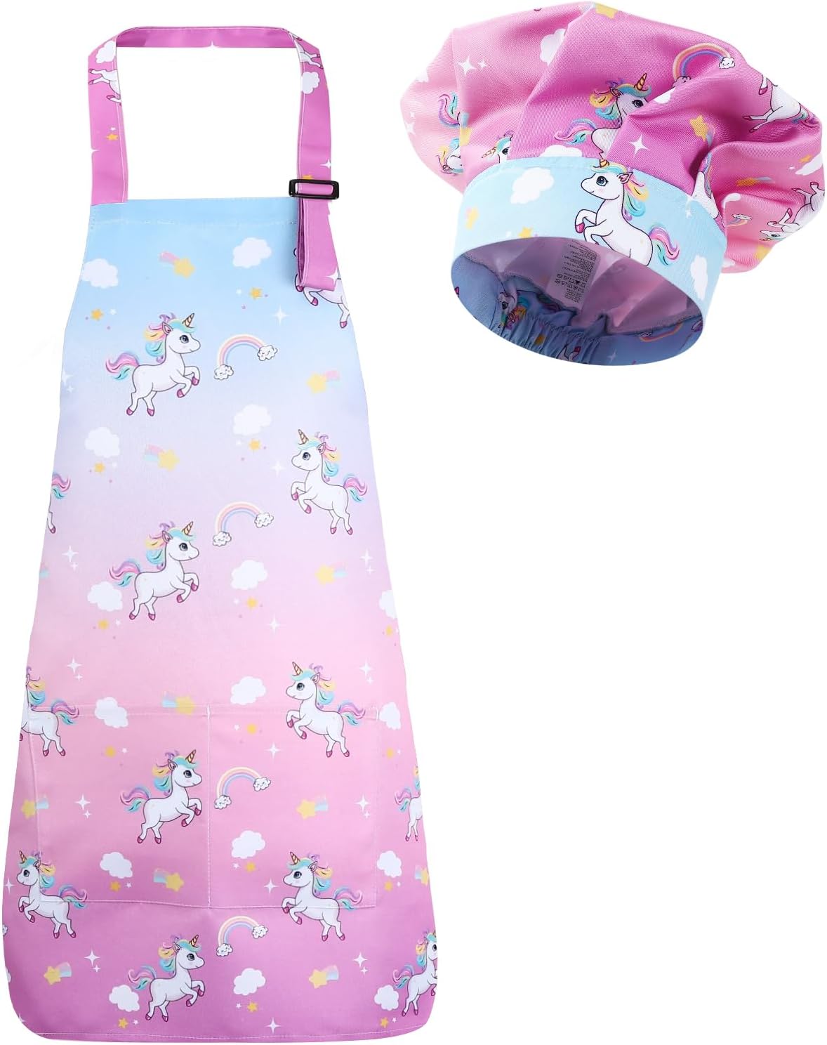 Delantal y sombrero chef para niños ajustable con bolsillos