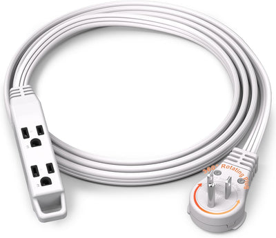 Cable extensión plano giratorio 360° 6ft 3 salidas 16AWG blanco