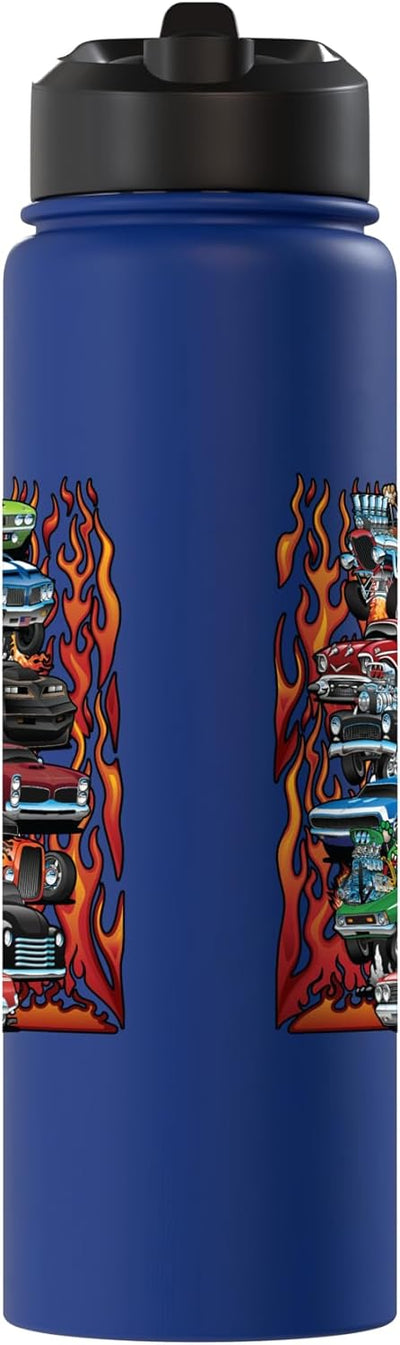 Botella de agua acero inoxidable aislada Car Madness coches clásicos