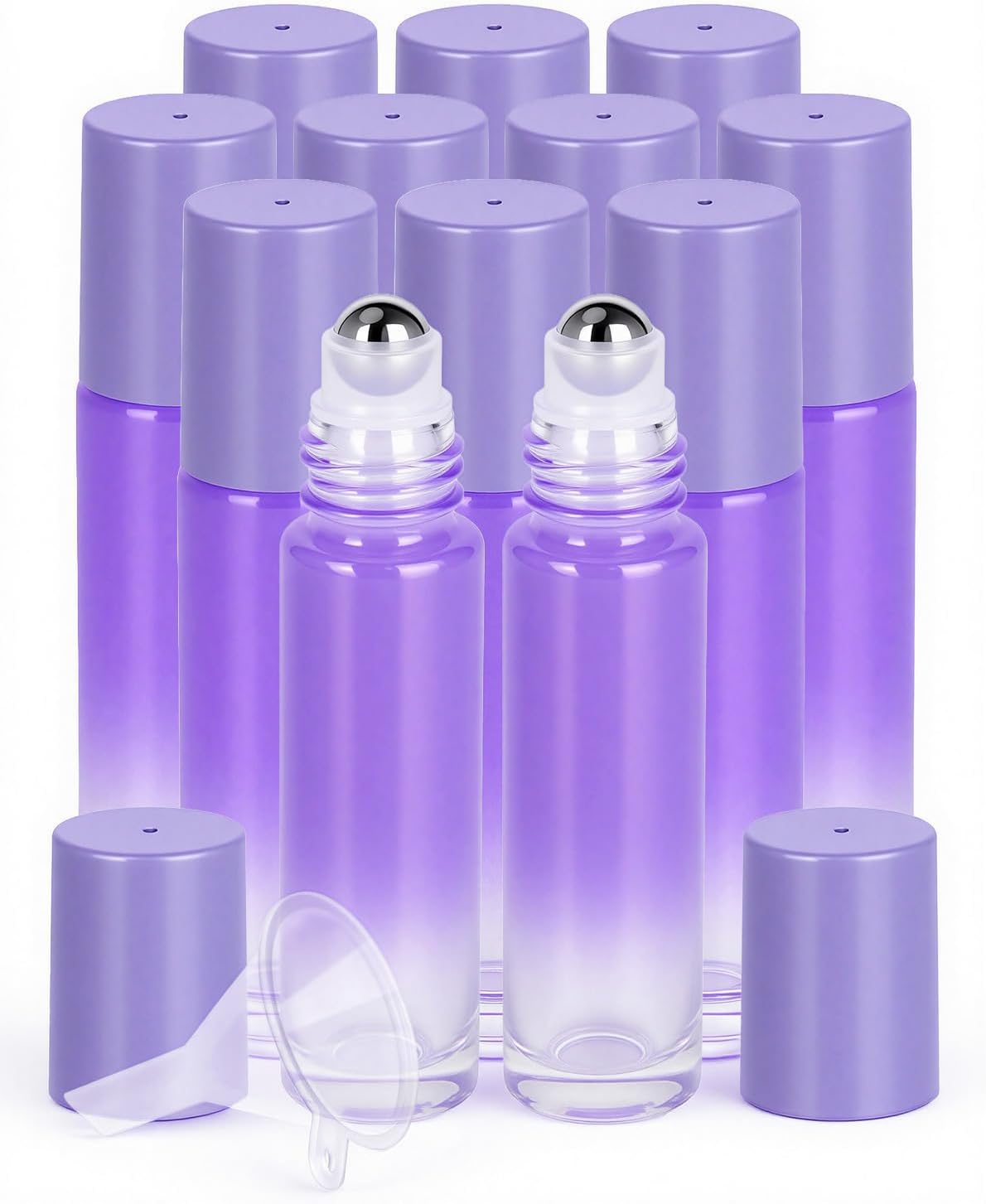 12 Botellas Rodillo Vidrio 0.3oz Acero Inox Tapas Viaje
