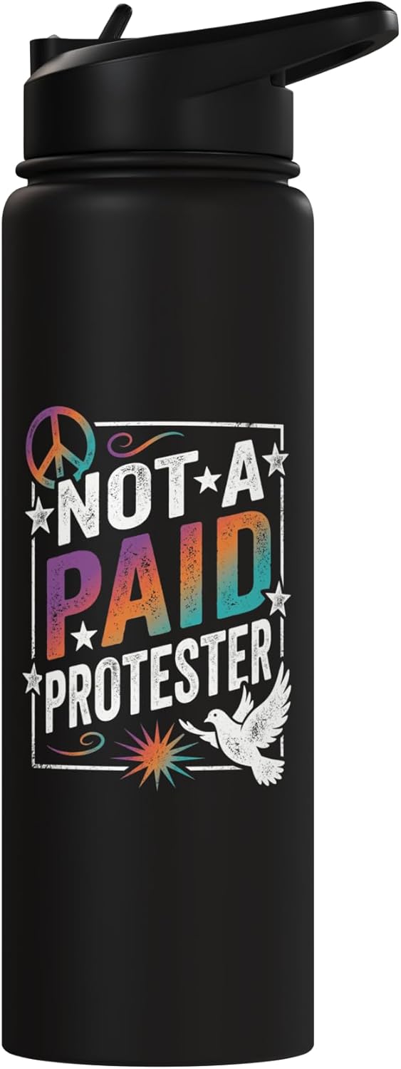 Botella de agua aislada acero inoxidable diseño paz democracia