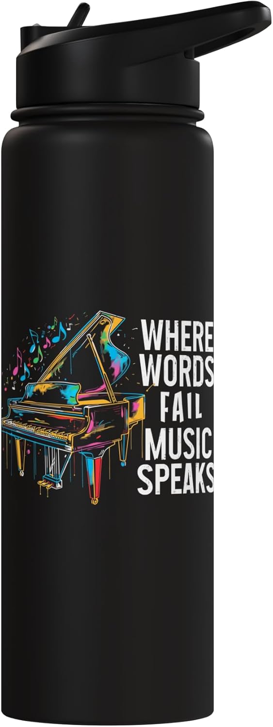 Botella de agua aislada de acero inoxidable para pianista