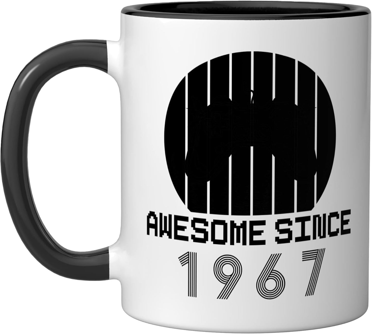 Taza cerámica vintage 1967 negro/blanco