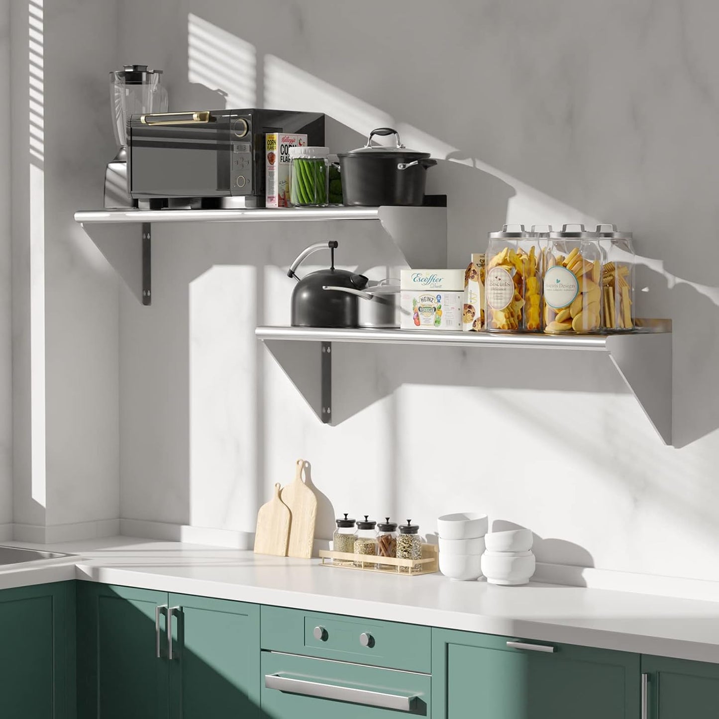 Paquete de 2 estantes de acero inoxidable para cocina