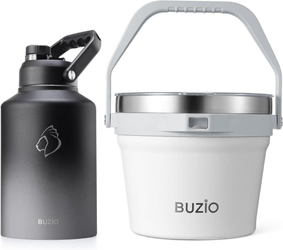 Buzio Botella de agua aislada con cubo de hielo doble pared acero inoxidable