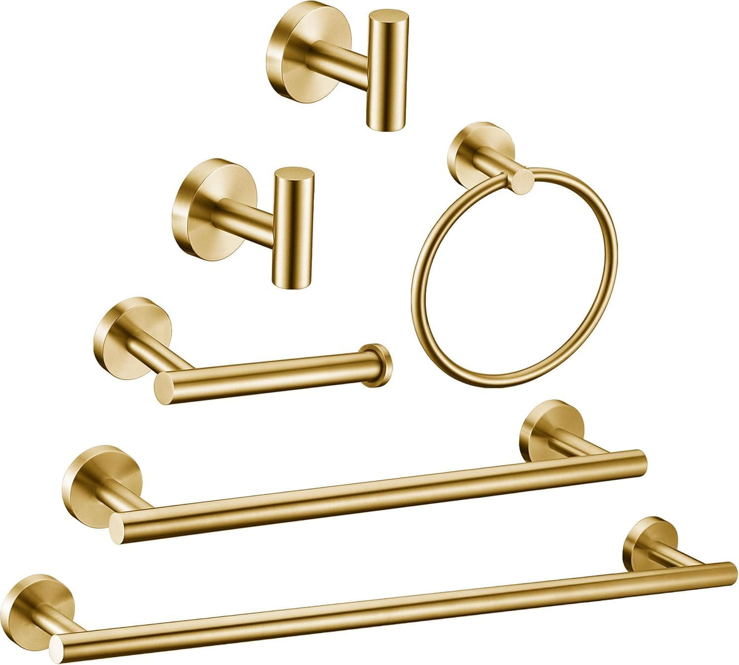 Set 6 accesorios baño oro cepillado acero inox