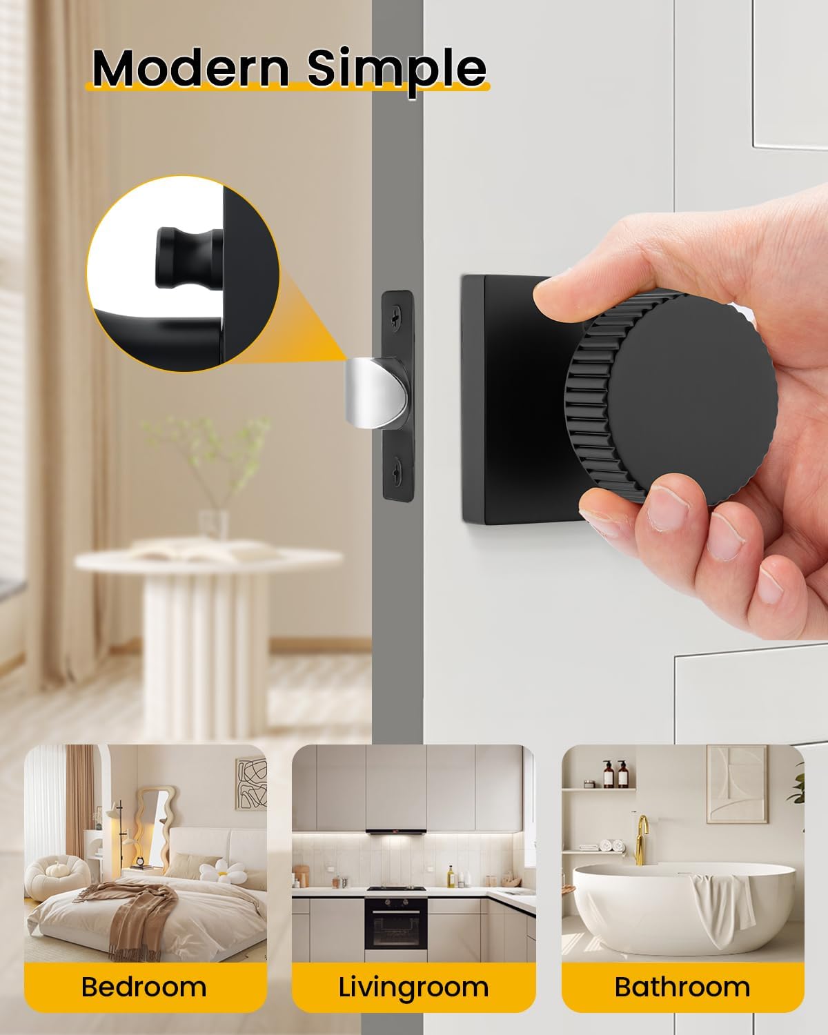 Pomos puerta interior privacidad color negro mate aleación zinc