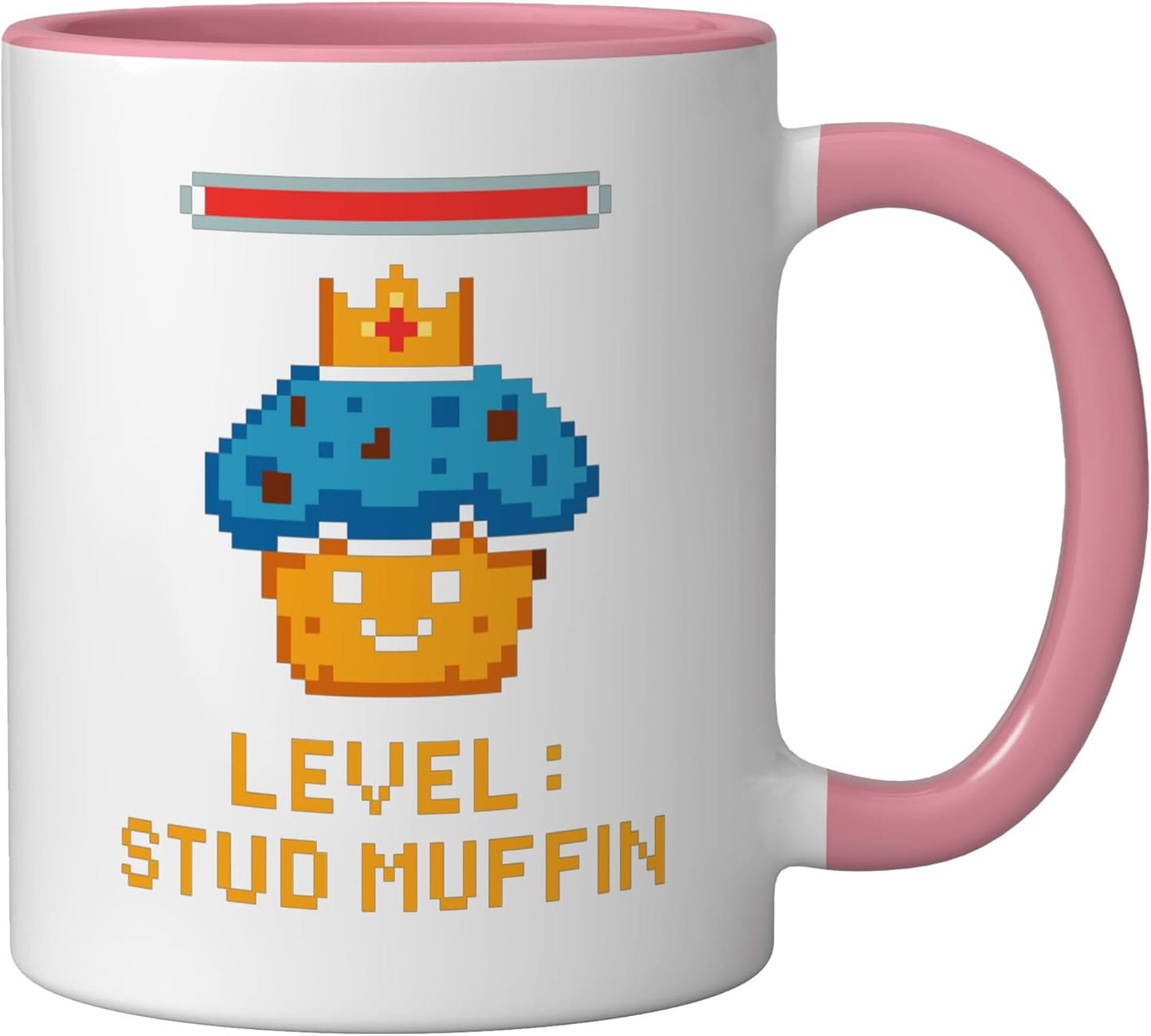 Taza Cerámica Arte Pixel Juego de Muffin Rosa/Blanco