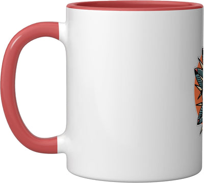 Taza Cerámica Estilo Vintage con Tatuaje Rojo/Blanco